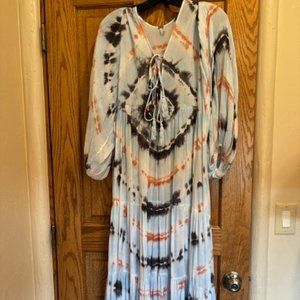 YFB Tie Dye Maxi Dress with Strappy Matching Mini Dress Underneath